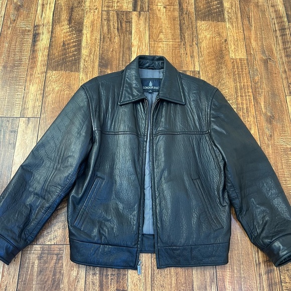 London Fog Black Leather Jacket Men’s S - Picture 1 of 10